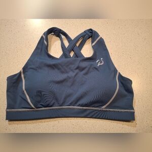 Peloton Blue Sports Bra with White Trim